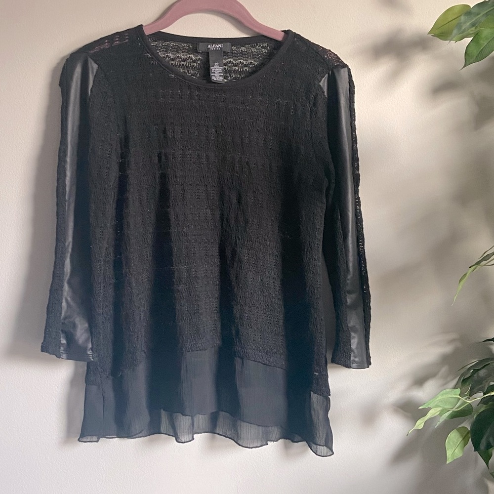Alfani mixed materials blouse